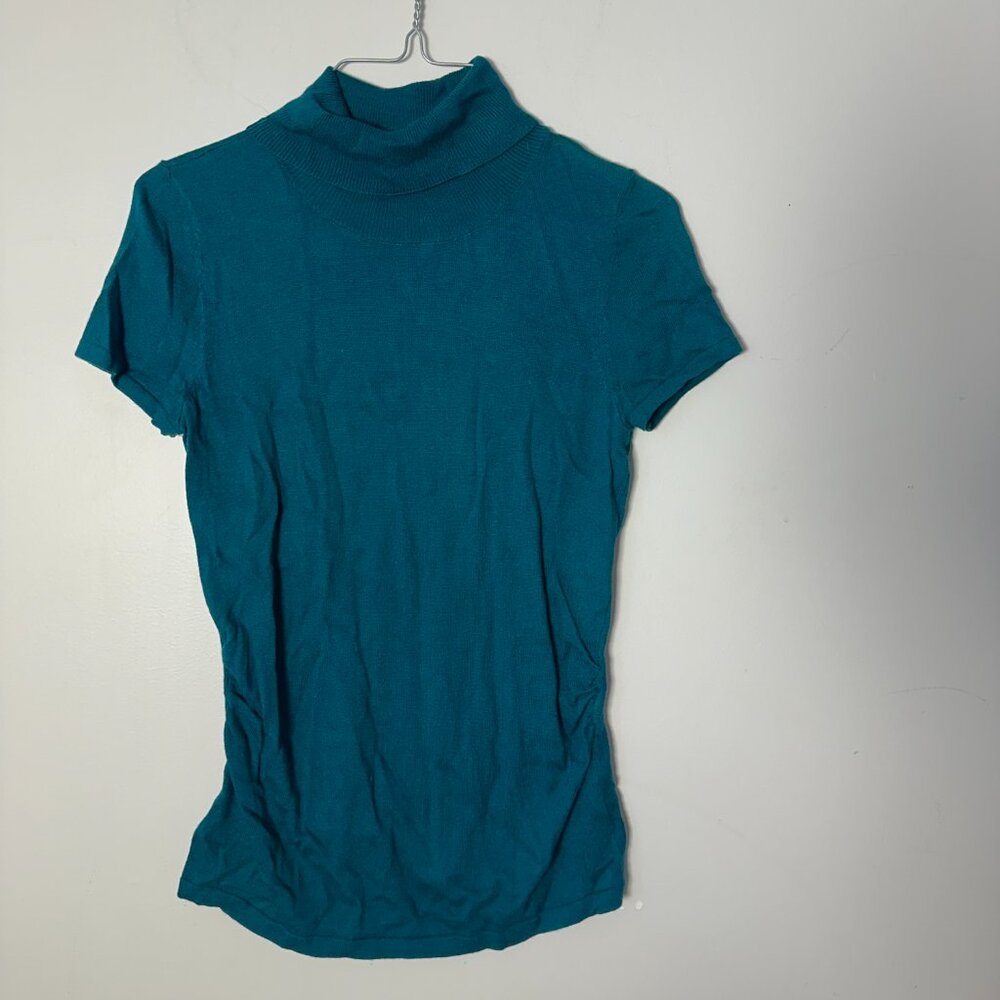 EUC Womens Ann Taylor Petite Small SP Turquoise Blue Green Shirt Top Blouse